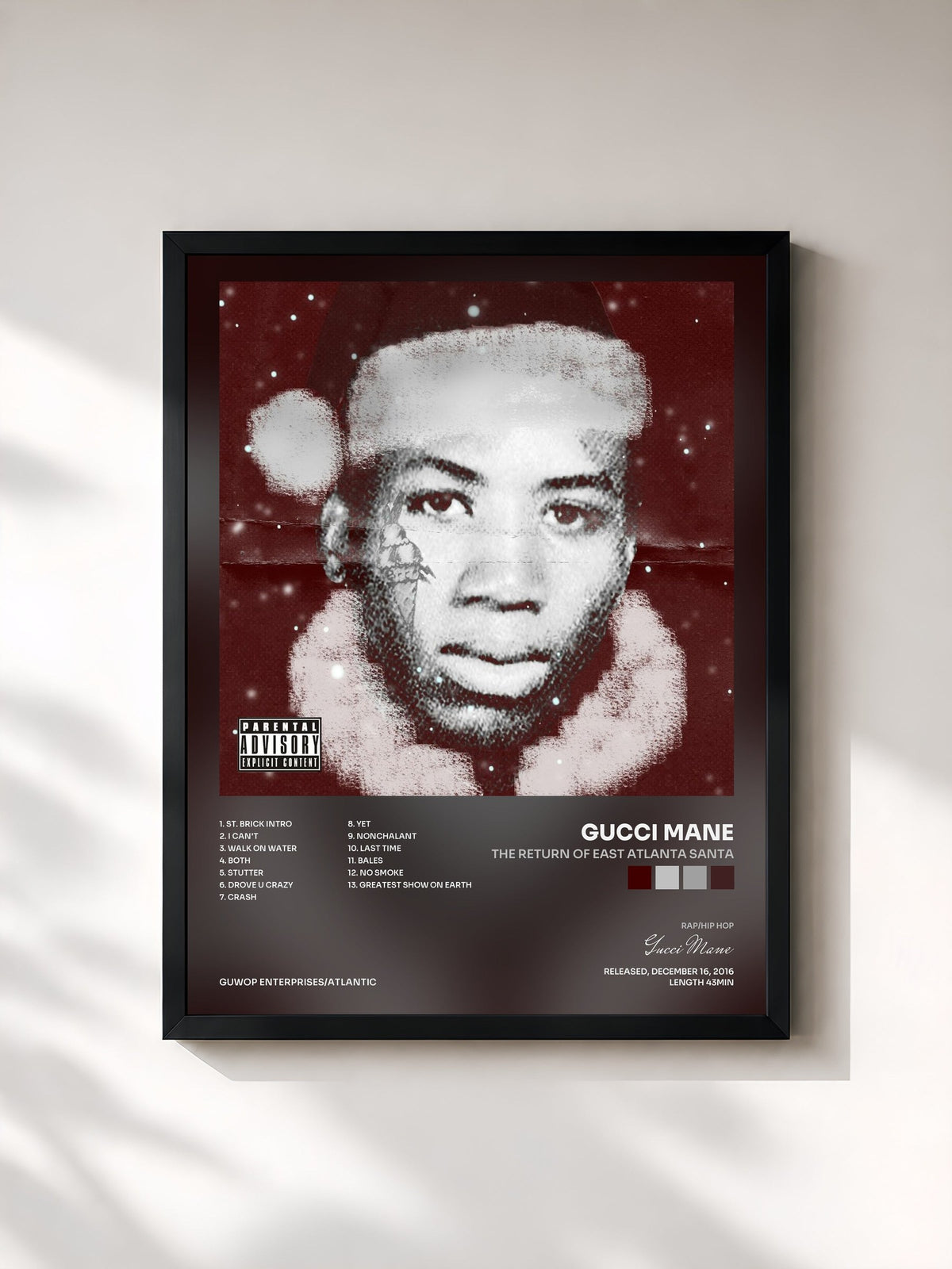 #noir Tableau de l'album The Return of East Atlanta Santa de Gucci Mane, cadre noir, imprimé et encadré en France