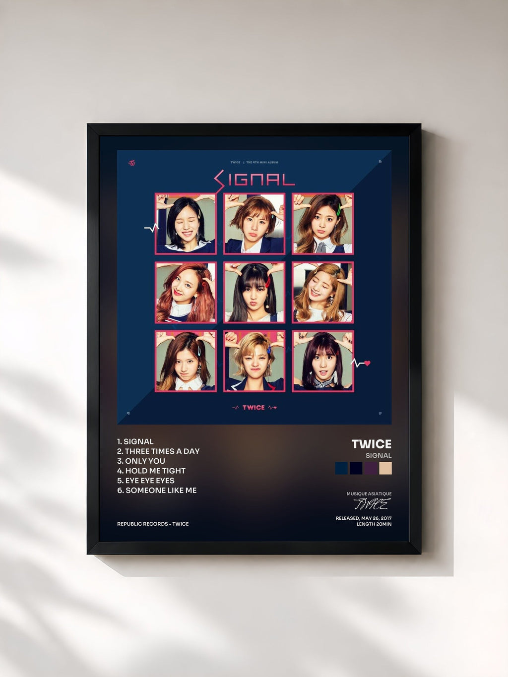 #noir Tableau de l'album SIGNAL de TWICE, cadre noir, imprimé et encadré en France