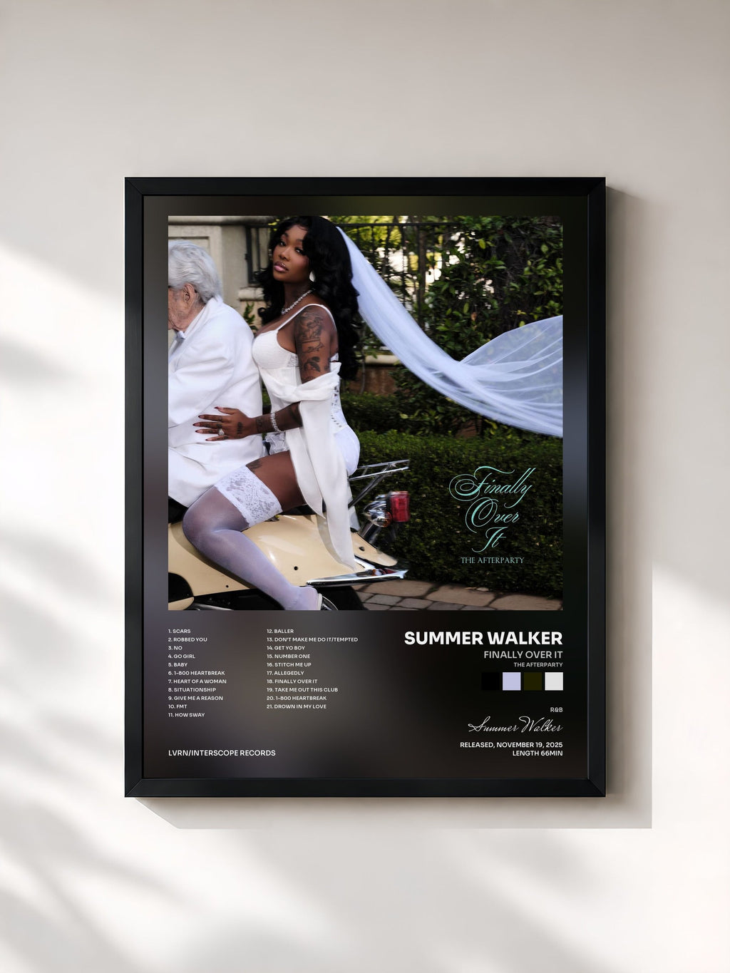 #noir Finally Over It (The Afterparty) by Summer Walker as a framed art print, black frame, printed and framed in France