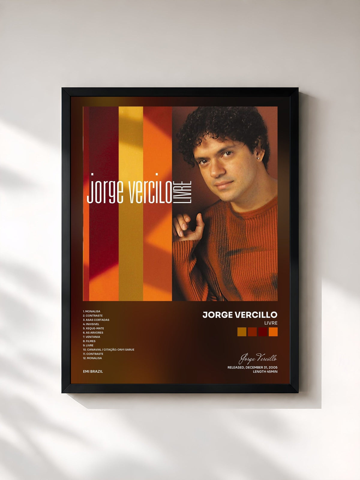 #noir Tableau de l'album Livre de Jorge Vercillo, cadre noir, imprimé et encadré en France