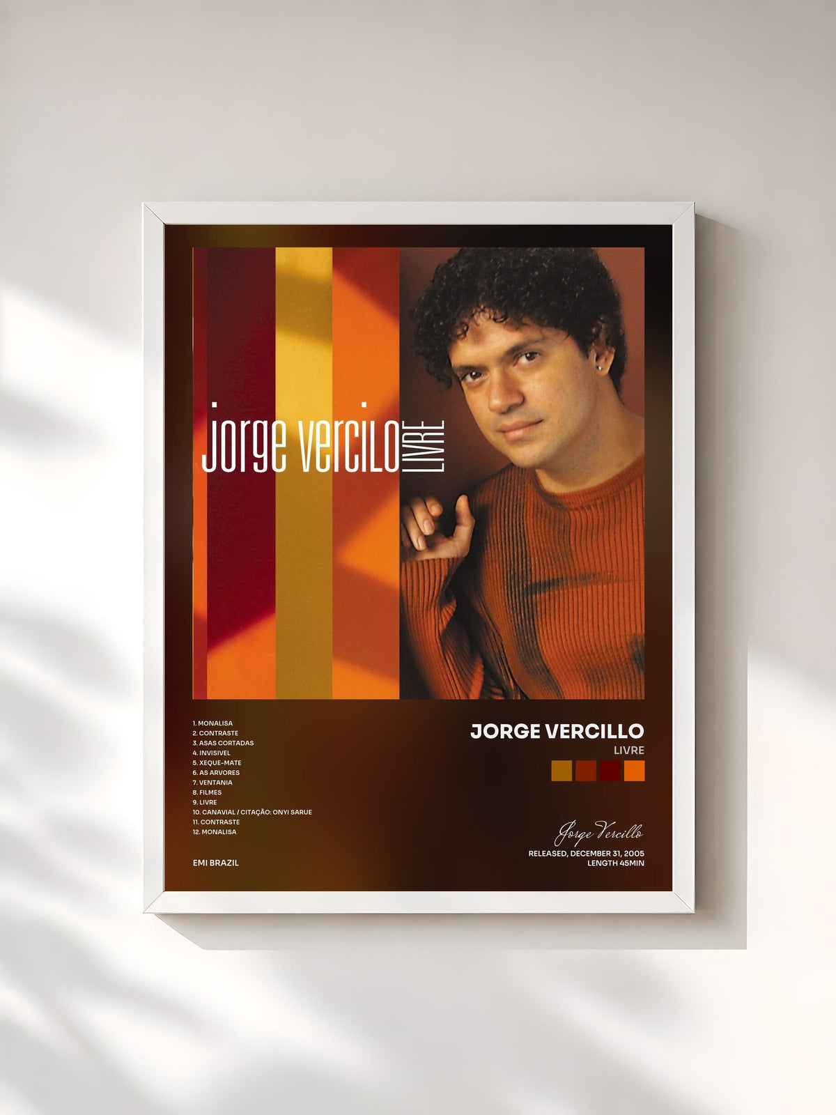 #blanc Tableau de l'album Livre de Jorge Vercillo, cadre blanc, imprimé et encadré en France