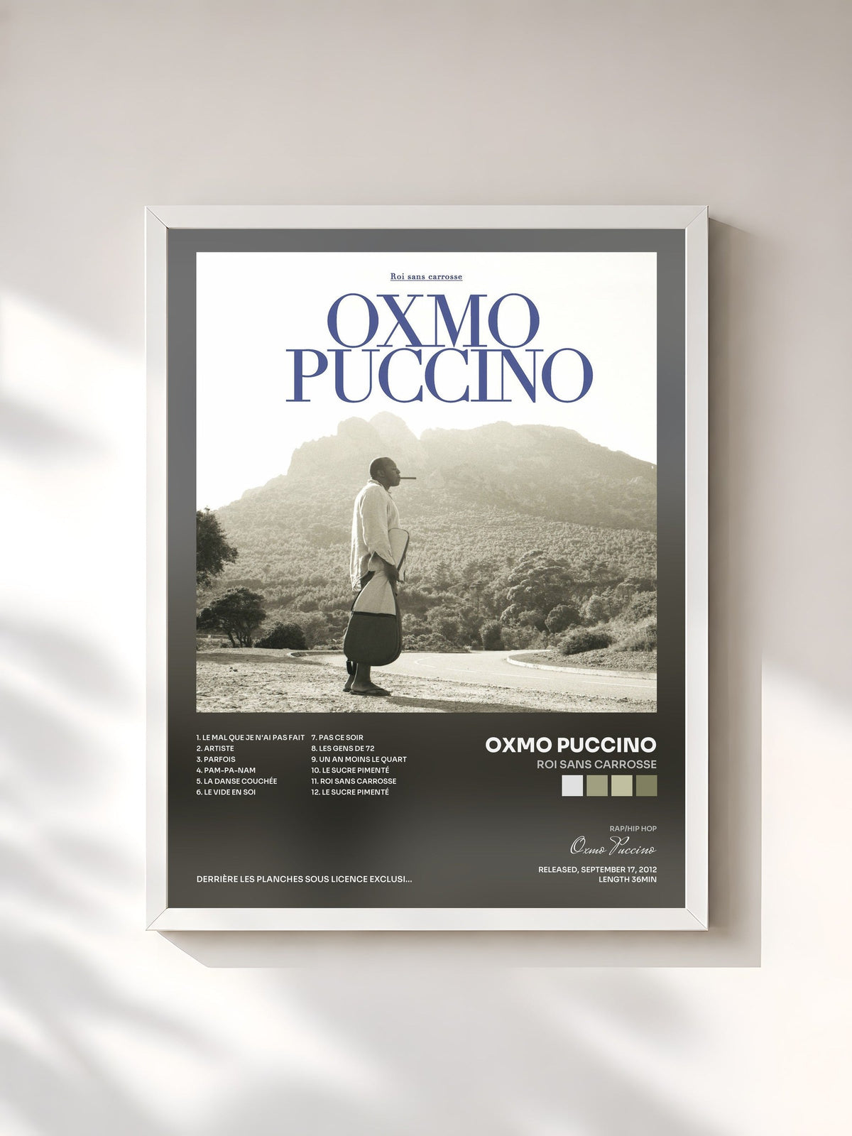 #blanc Roi sans carrosse von Oxmo Puccino als gerahmter Kunstdruck, weißer Rahmen, gedruckt und gerahmt in Frankreich