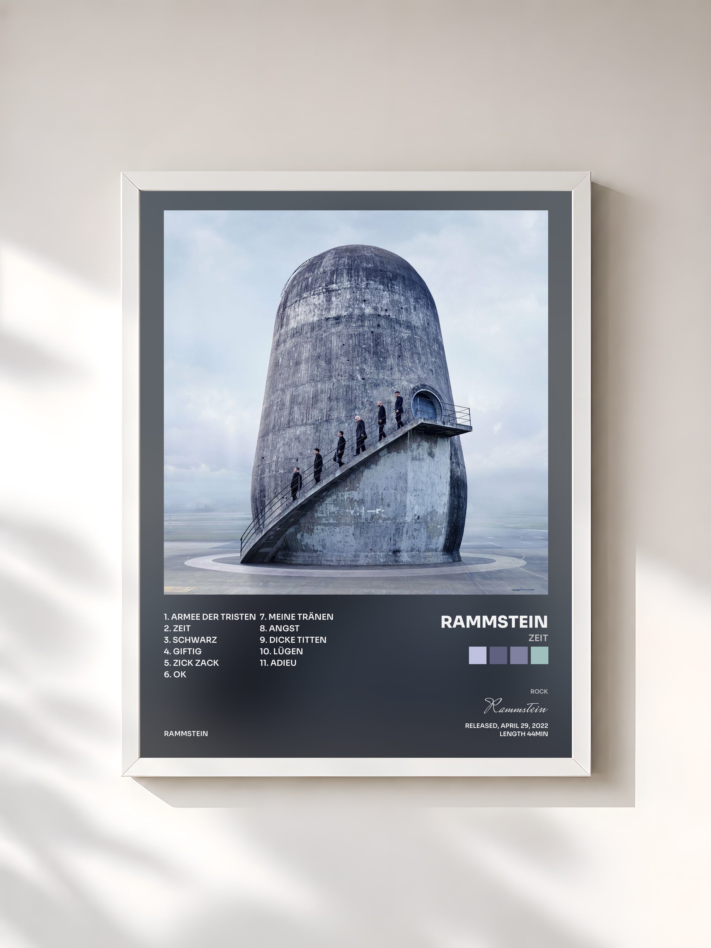 #blanc Zeit by Rammstein as a framed art print, white frame, printed and framed in France