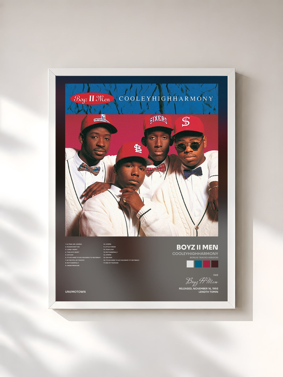 #blanc Tableau de l'album Cooleyhighharmony (Bonus Tracks Version) de Boyz II Men, cadre blanc, imprimé et encadré en France