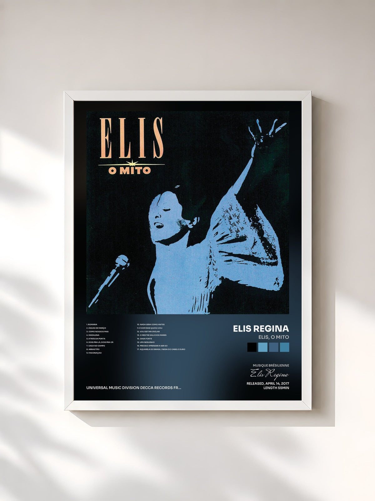 #blanc Tableau de l'album Elis, O Mito de Elis Regina, cadre blanc, imprimé et encadré en France