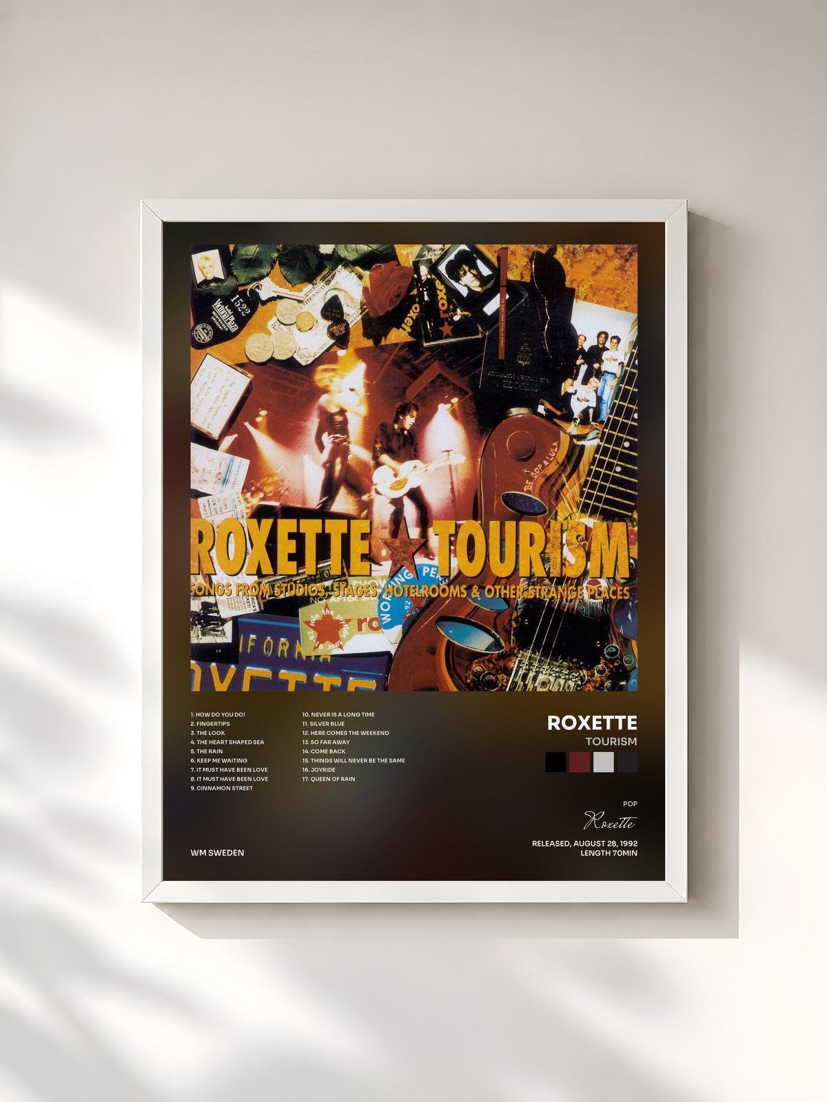 #blanc Tourism von Roxette als gerahmter Kunstdruck, weißer Rahmen, gedruckt und gerahmt in Frankreich