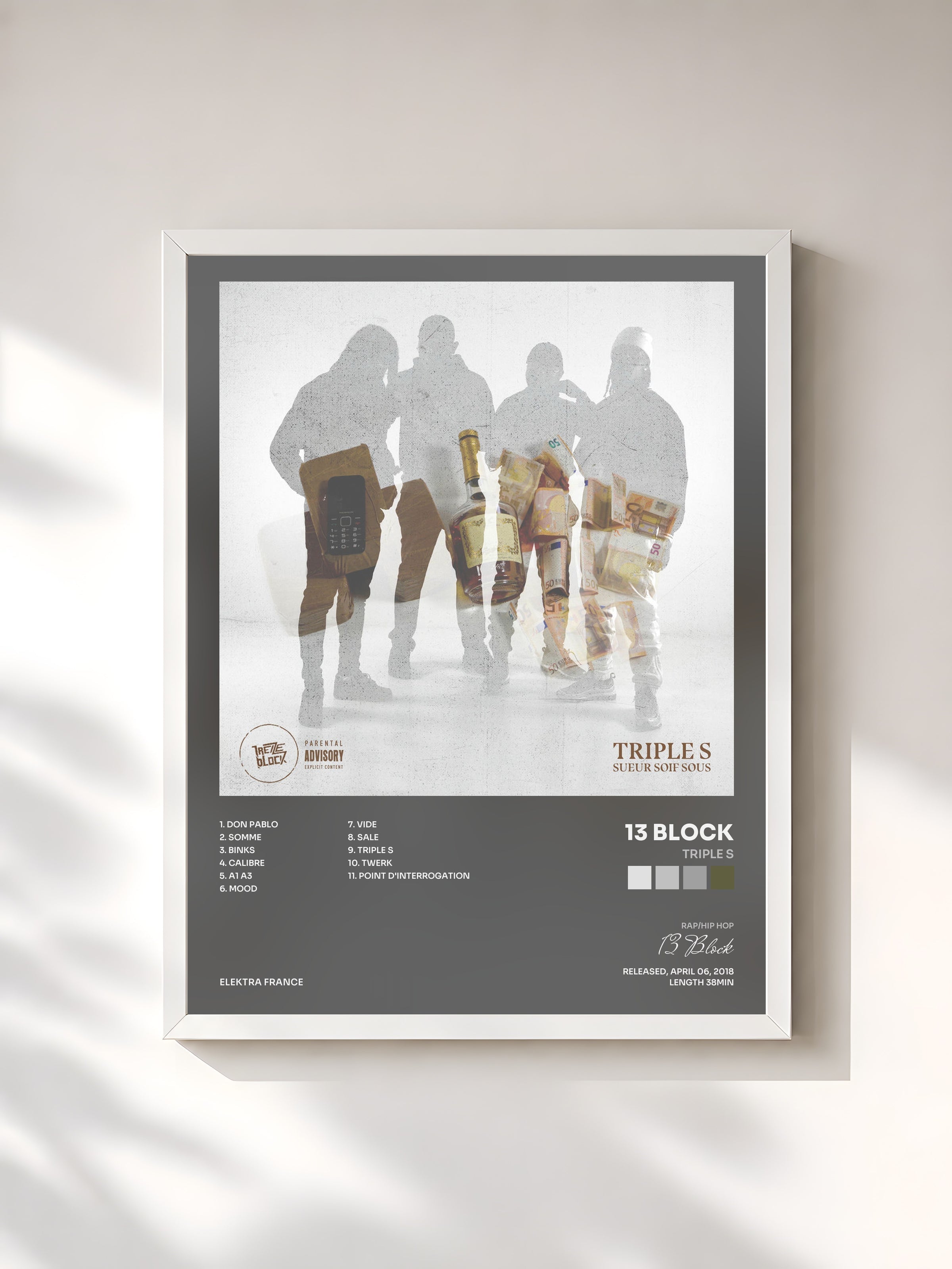 #blanc Triple S by 13 Block as a framed art print, white frame, printed and framed in France