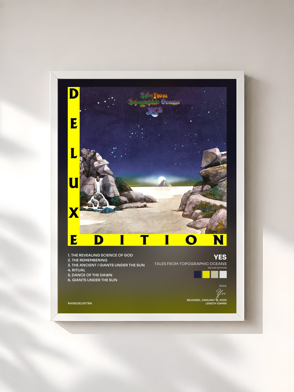 #blanc Tales from Topographic Oceans (Deluxe Edition) de Yes en lámina enmarcada, marco blanco, impresa y enmarcada en Francia