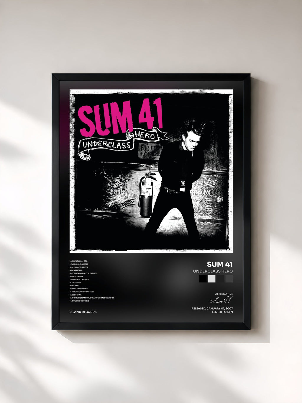 #noir Underclass Hero von Sum 41 als gerahmter Kunstdruck, schwarzer Rahmen, gedruckt und gerahmt in Frankreich