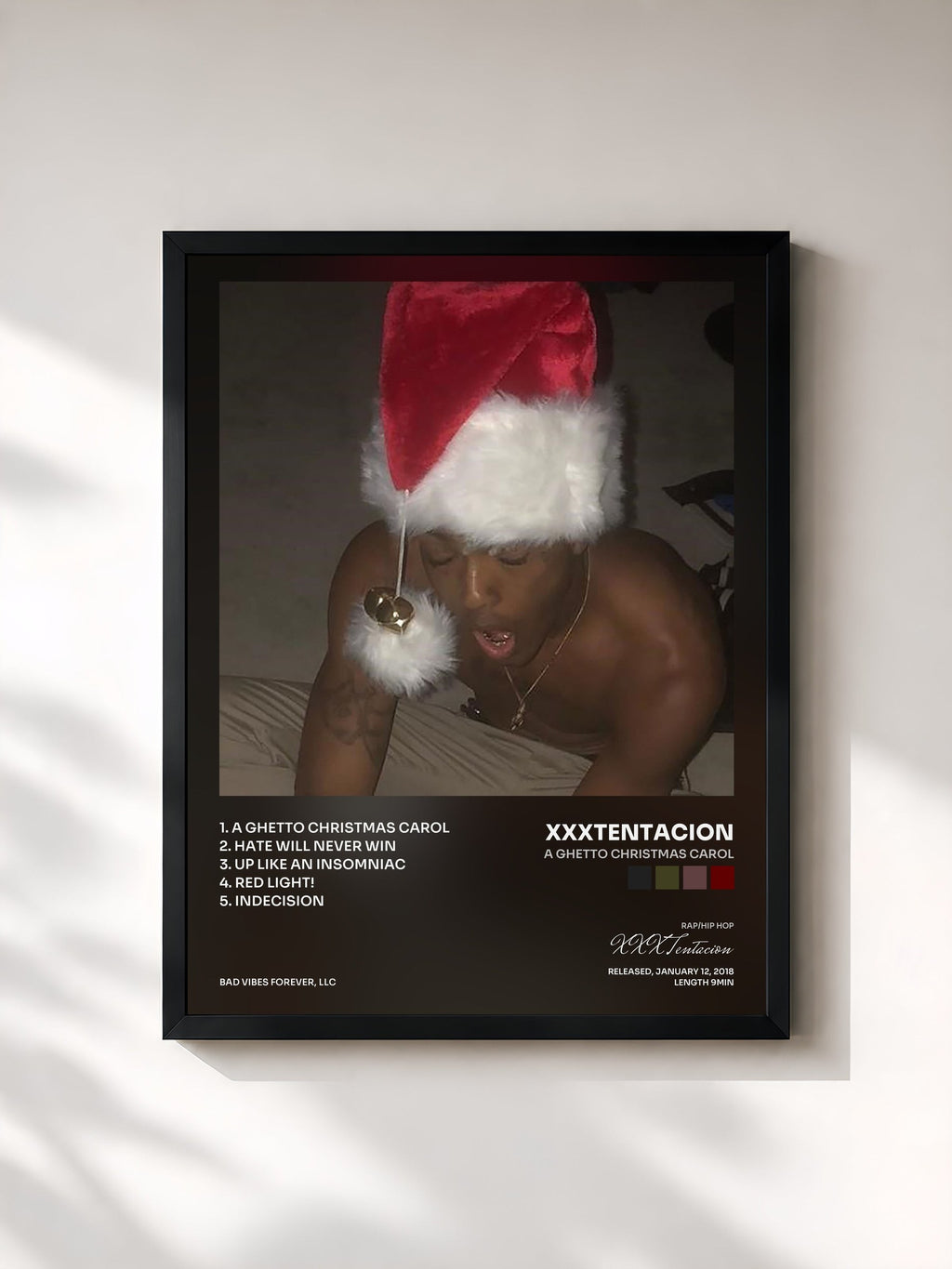 #noir Tableau de l'album A GHETTO CHRISTMAS CAROL de XXXTentacion, cadre noir, imprimé et encadré en France