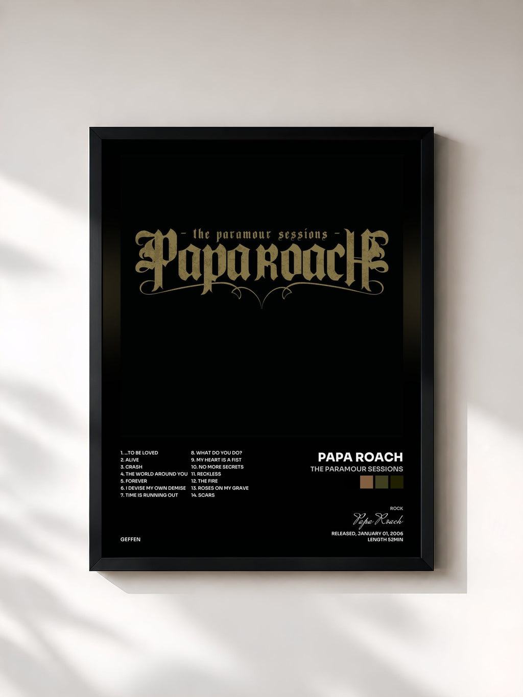 #noir Tableau de l'album The Paramour Sessions de Papa Roach, cadre noir, imprimé et encadré en France