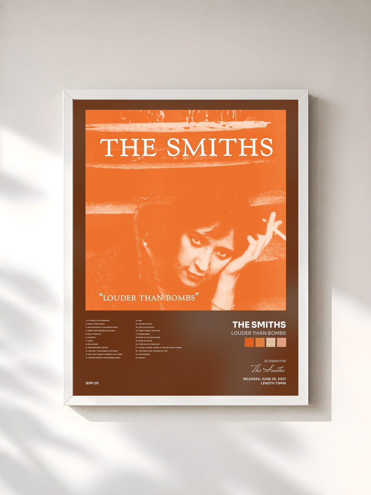 #blanc Louder Than Bombs von The Smiths als gerahmter Kunstdruck, weißer Rahmen, gedruckt und gerahmt in Frankreich