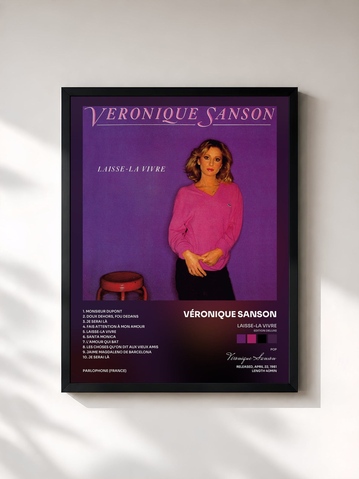 #noir Laisse-la vivre (Edition Deluxe) di Véronique Sanson in stampa incorniciata, cornice nera, stampata e incorniciata in Francia