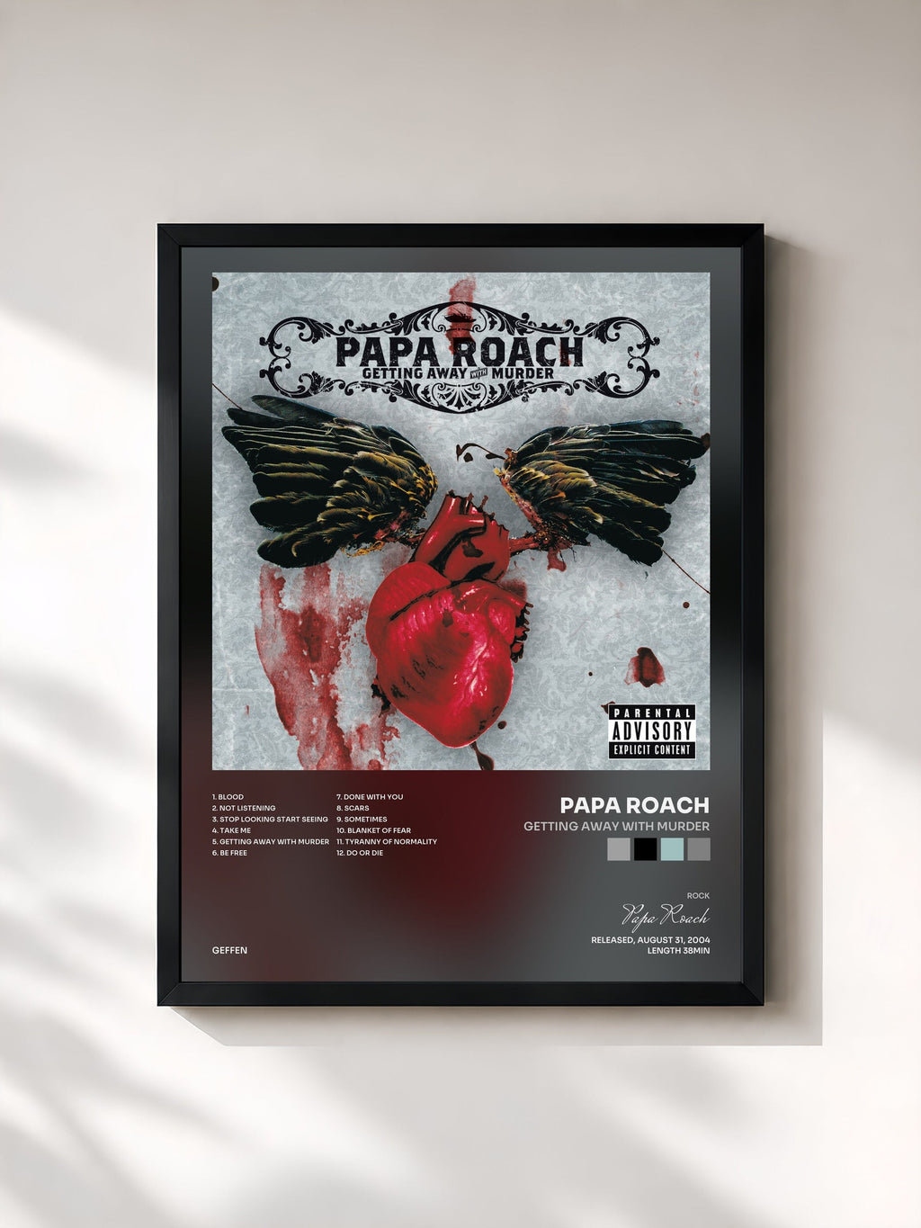 #noir Getting Away With Murder by Papa Roach as a framed art print, black frame, printed and framed in France