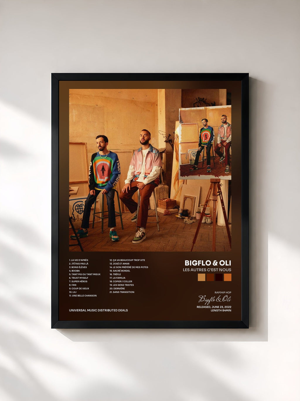 #noir Tableau de l'album Les autres c’est nous de Bigflo & Oli, cadre noir, imprimé et encadré en France