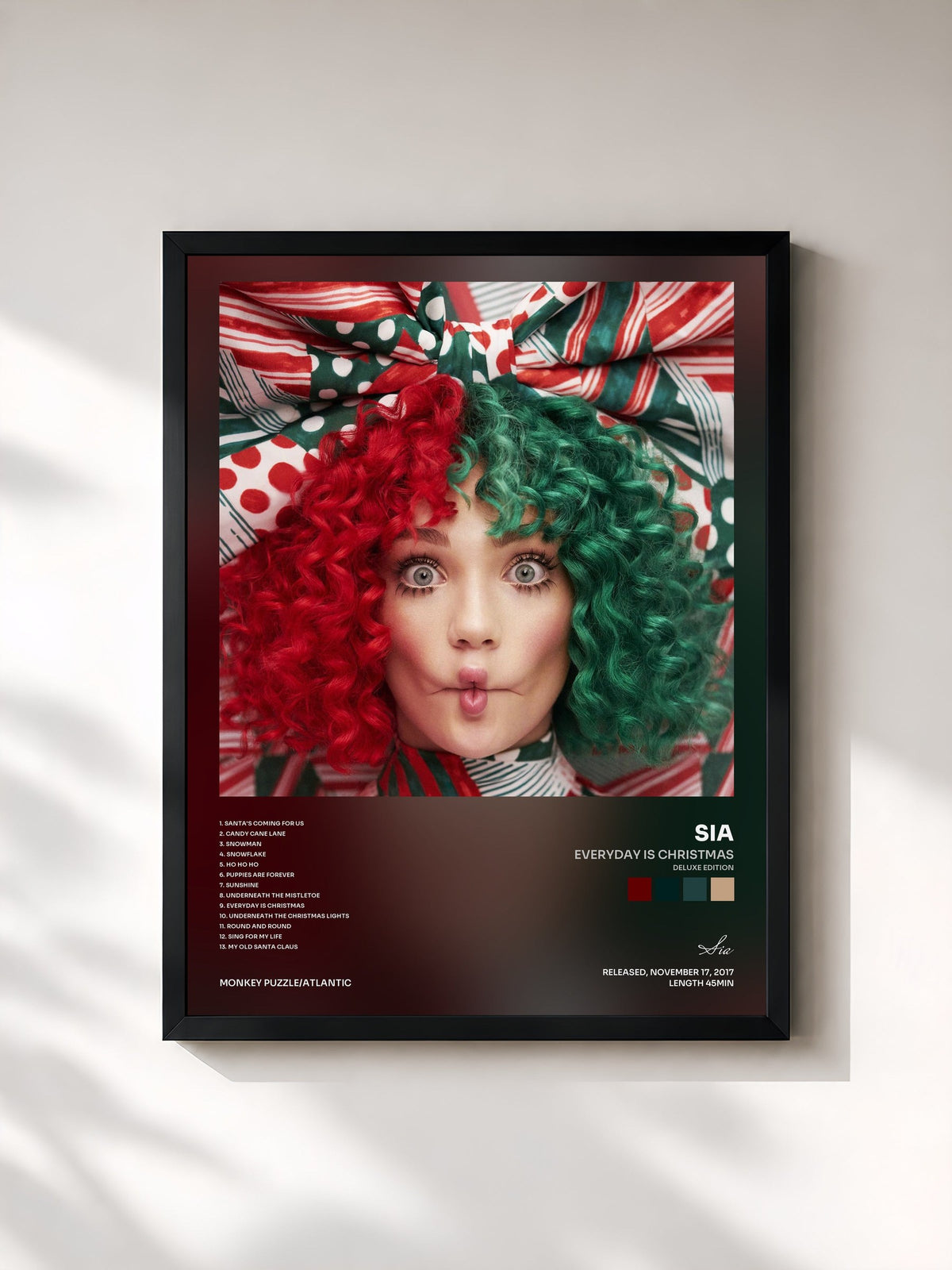 #noir Tableau de l'album Everyday Is Christmas (Deluxe Edition) de Sia, cadre noir, imprimé et encadré en France