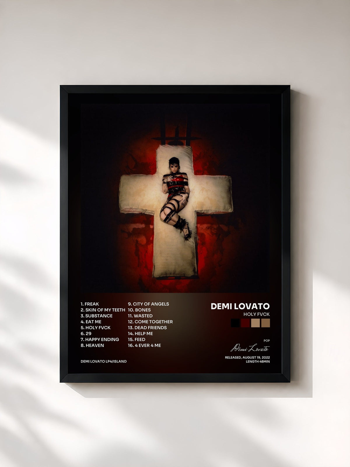 #noir Tableau de l'album HOLY FVCK de Demi Lovato, cadre noir, imprimé et encadré en France