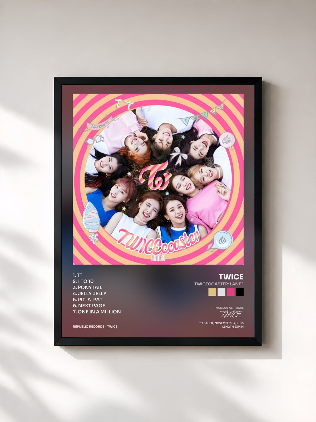 #noir Tableau de l'album Twicecoaster: Lane 1 de TWICE, cadre noir, imprimé et encadré en France
