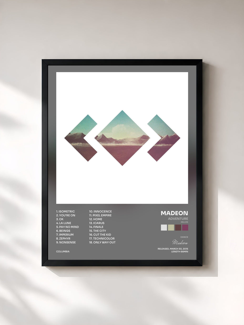 #noir Tableau de l'album Adventure (Deluxe) de Madeon, cadre noir, imprimé et encadré en France