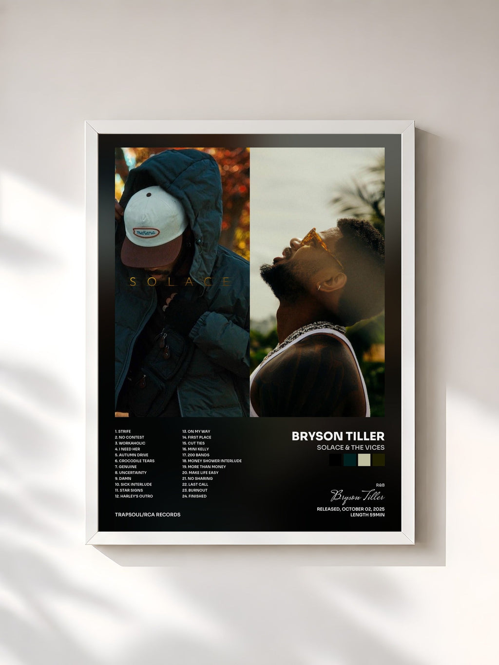 #blanc Solace & The Vices di Bryson Tiller in stampa incorniciata, cornice bianca, stampata e incorniciata in Francia