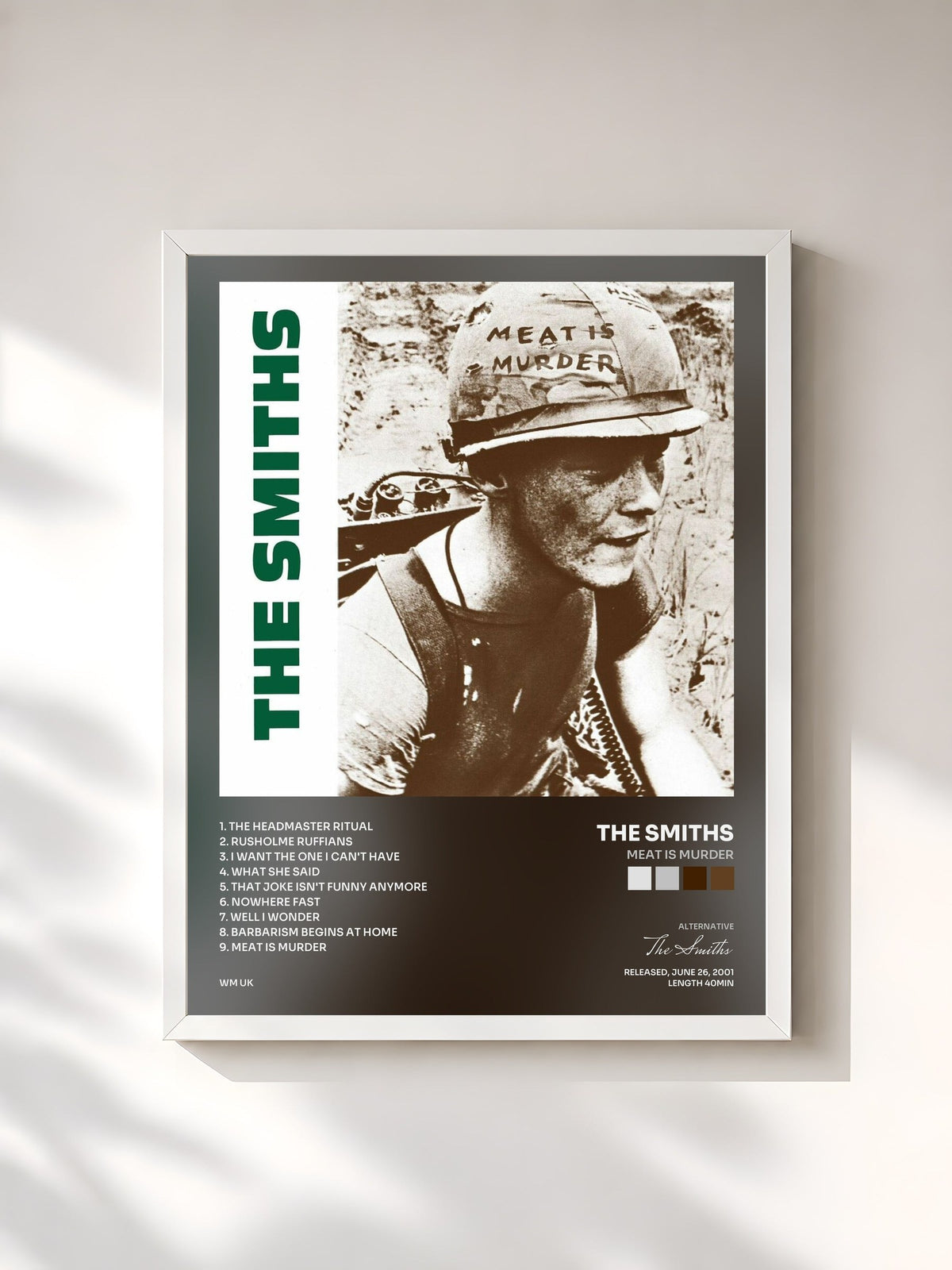 #blanc Meat Is Murder von The Smiths als gerahmter Kunstdruck, weißer Rahmen, gedruckt und gerahmt in Frankreich