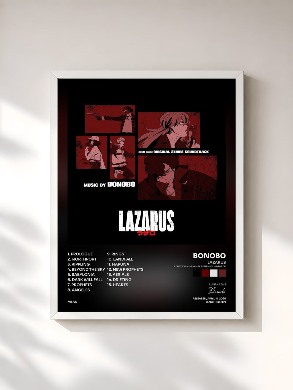 #blanc Lazarus (Adult Swim Original Series Soundtrack) di Bonobo in stampa incorniciata, cornice bianca, stampata e incorniciata in Francia