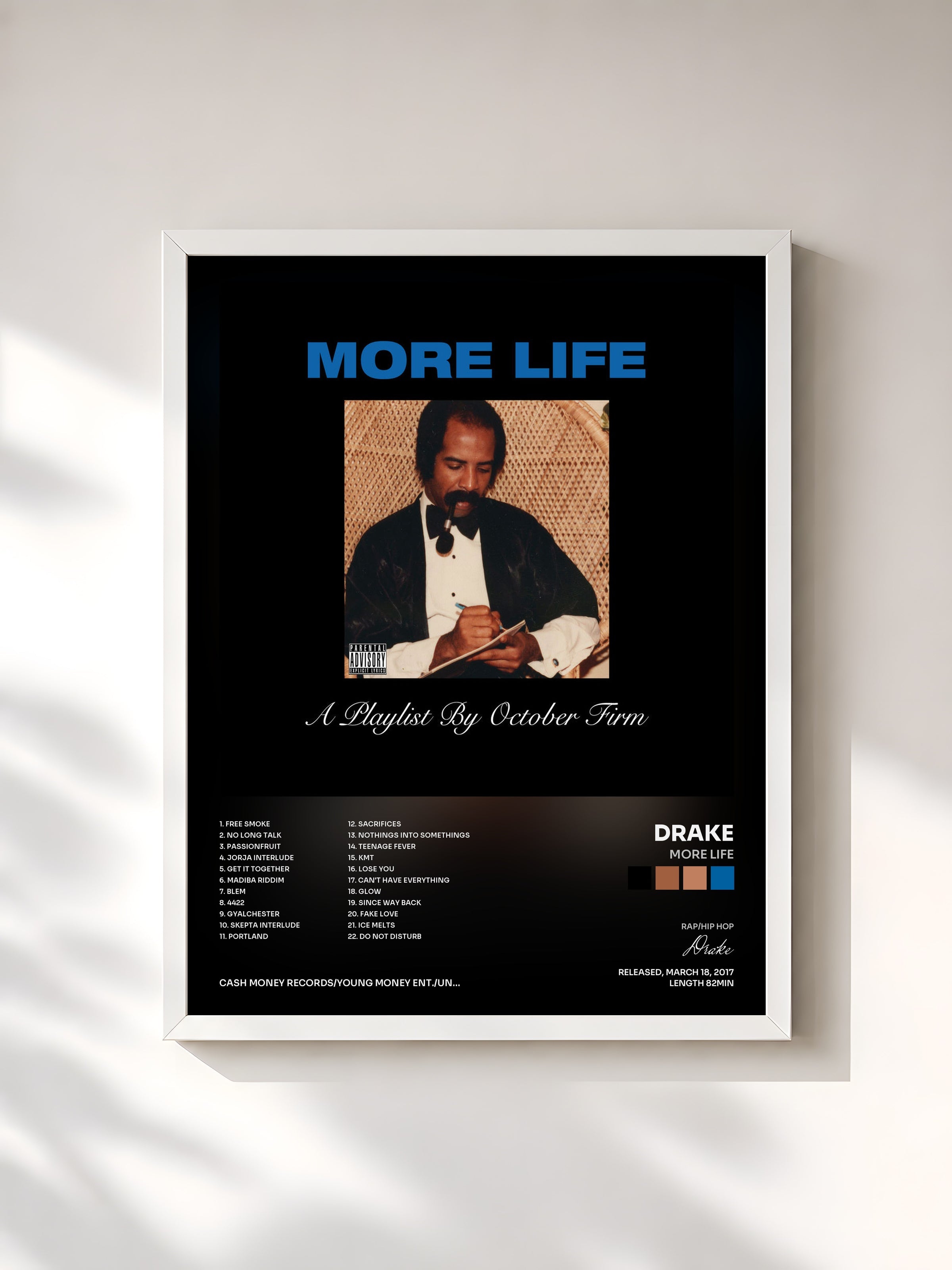 #blanc More Life di Drake in stampa incorniciata, cornice bianca, stampata e incorniciata in Francia