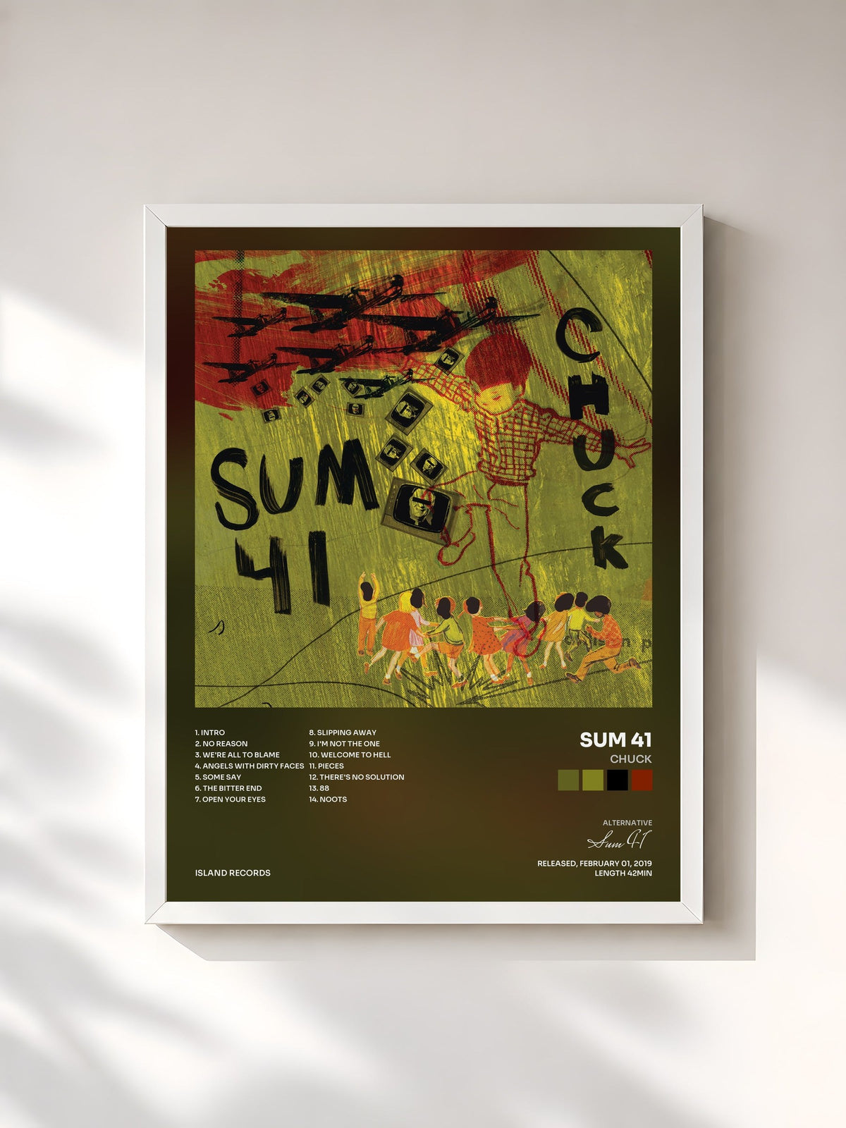 #blanc Chuck by Sum 41 as a framed art print, white frame, printed and framed in France