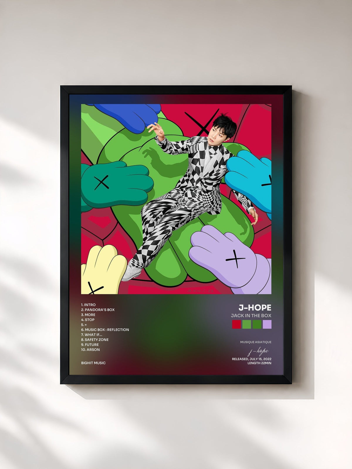 #noir Tableau de l'album Jack In The Box de j-hope, cadre noir, imprimé et encadré en France