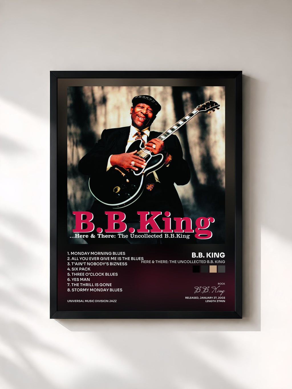 #noir Here & There: The Uncollected B.B. King by B.B. King as a framed art print, black frame, printed and framed in France