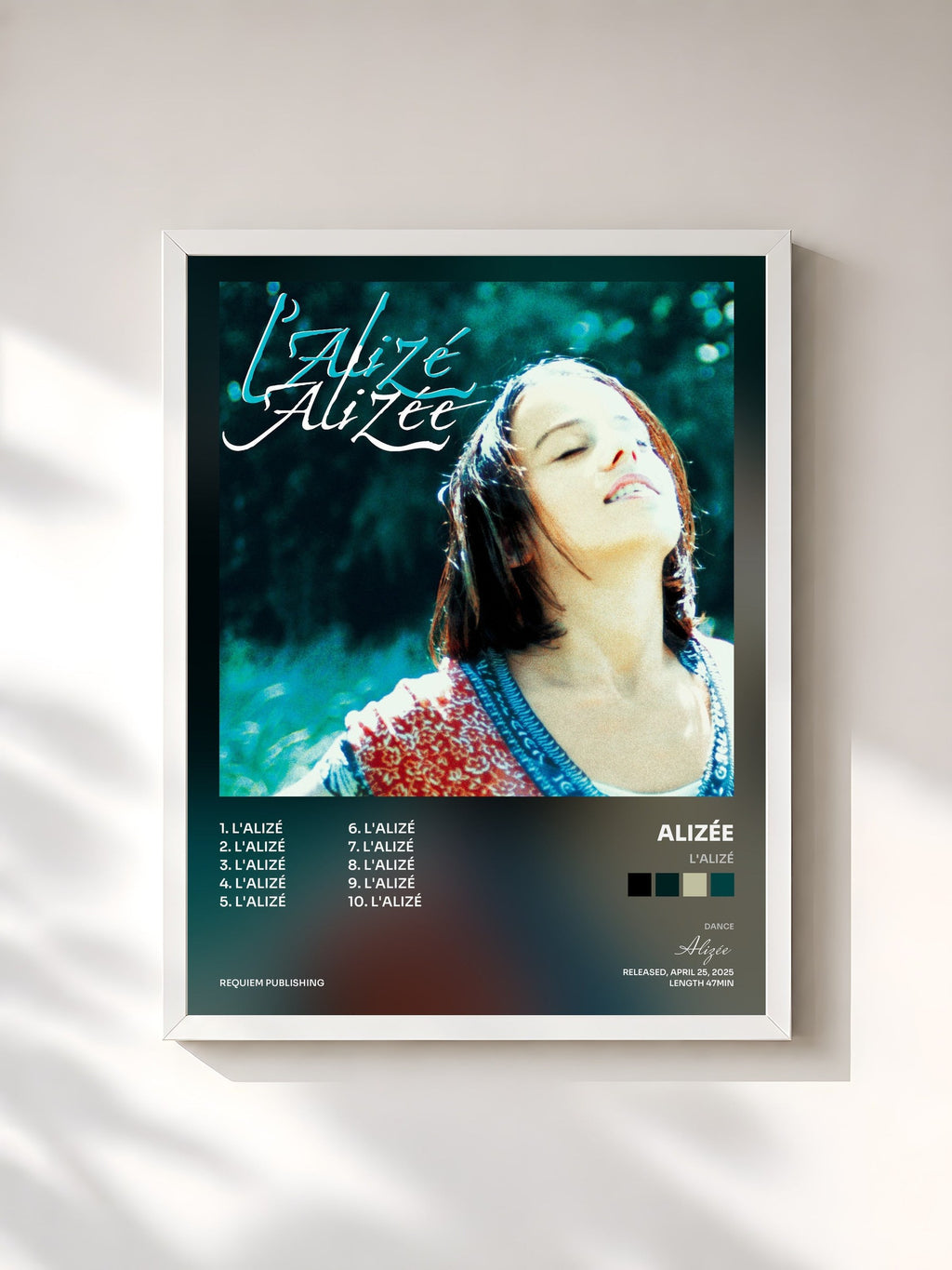 #blanc Tableau de l'album L'Alizé de Alizée, cadre blanc, imprimé et encadré en France