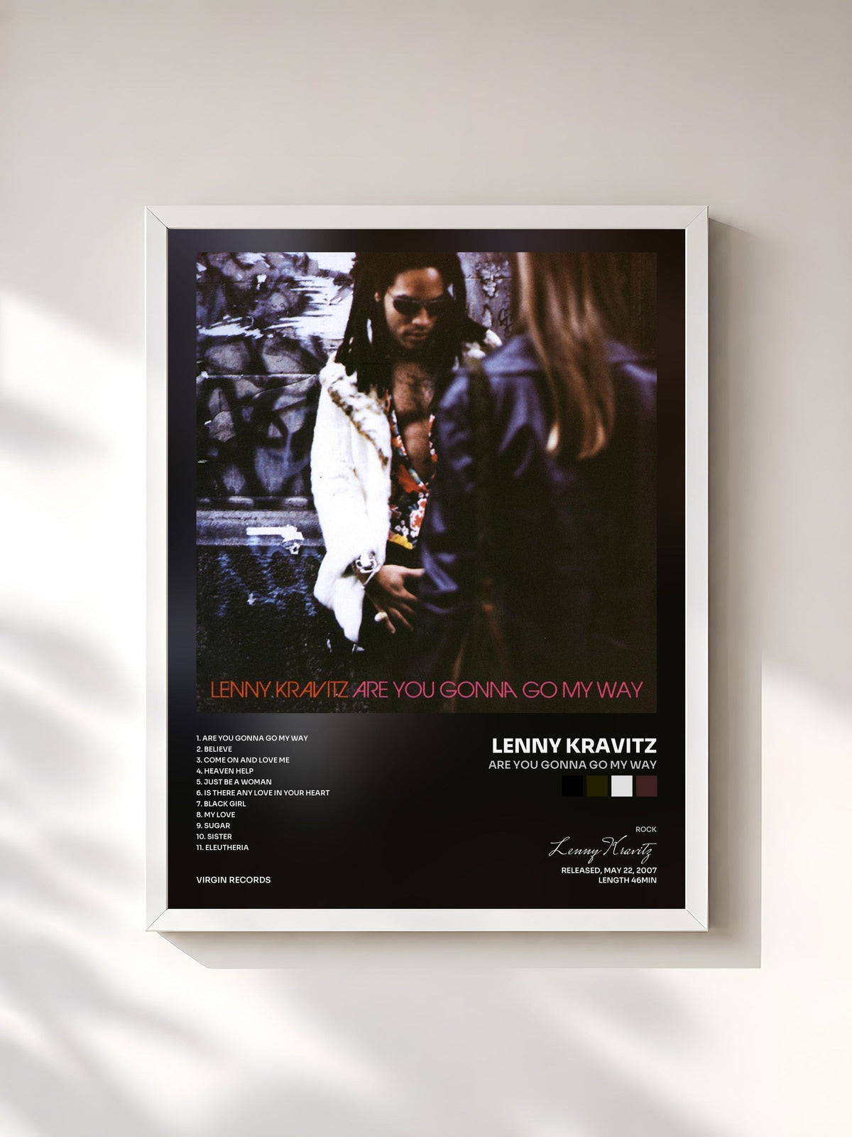 #blanc Are You Gonna Go My Way von Lenny Kravitz als gerahmter Kunstdruck, weißer Rahmen, gedruckt und gerahmt in Frankreich