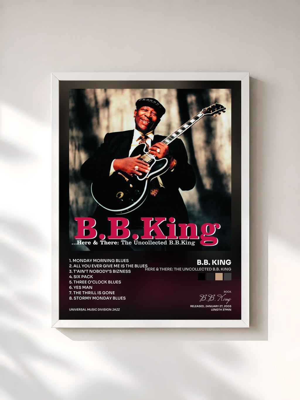 #blanc Here & There: The Uncollected B.B. King by B.B. King as a framed art print, white frame, printed and framed in France
