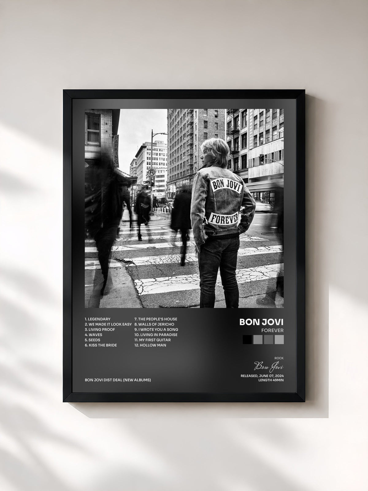 #noir Forever by Bon Jovi as a framed art print, black frame, printed and framed in France