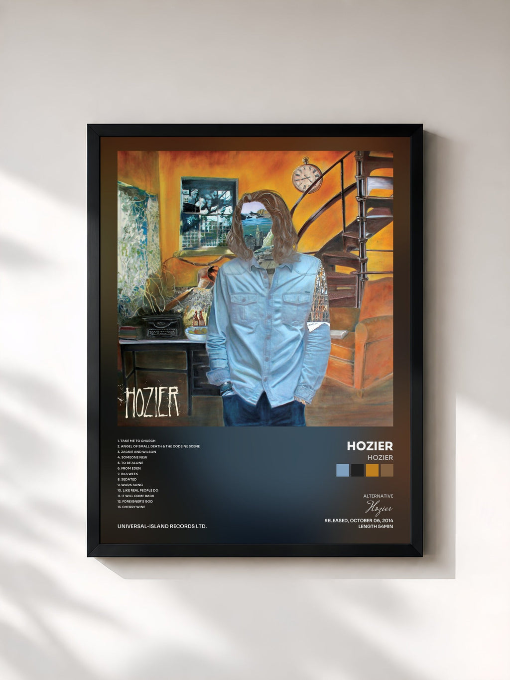 #noir Tableau de l'album Hozier de Hozier, cadre noir, imprimé et encadré en France