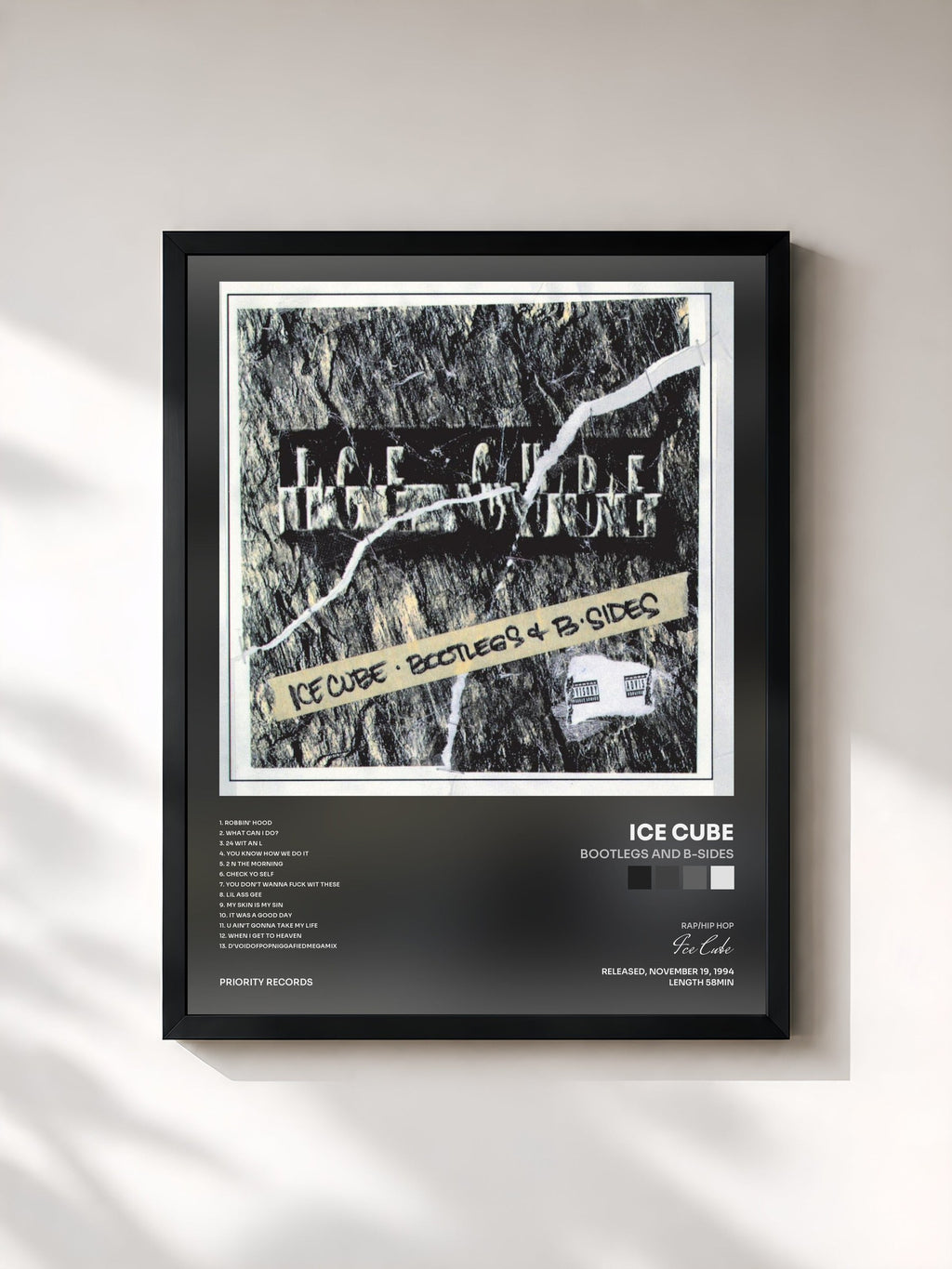 #noir Bootlegs And B-Sides by Ice Cube as a framed art print, black frame, printed and framed in France