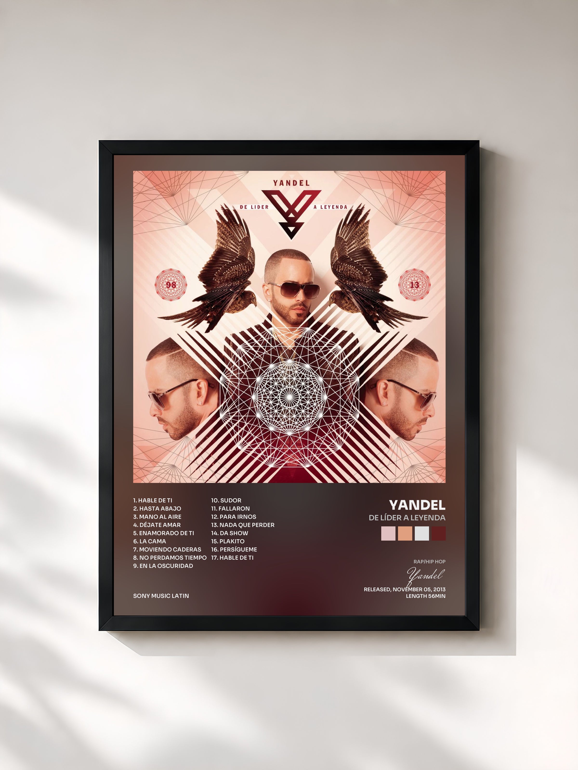 #noir De Líder a Leyenda by Yandel as a framed art print, black frame, printed and framed in France