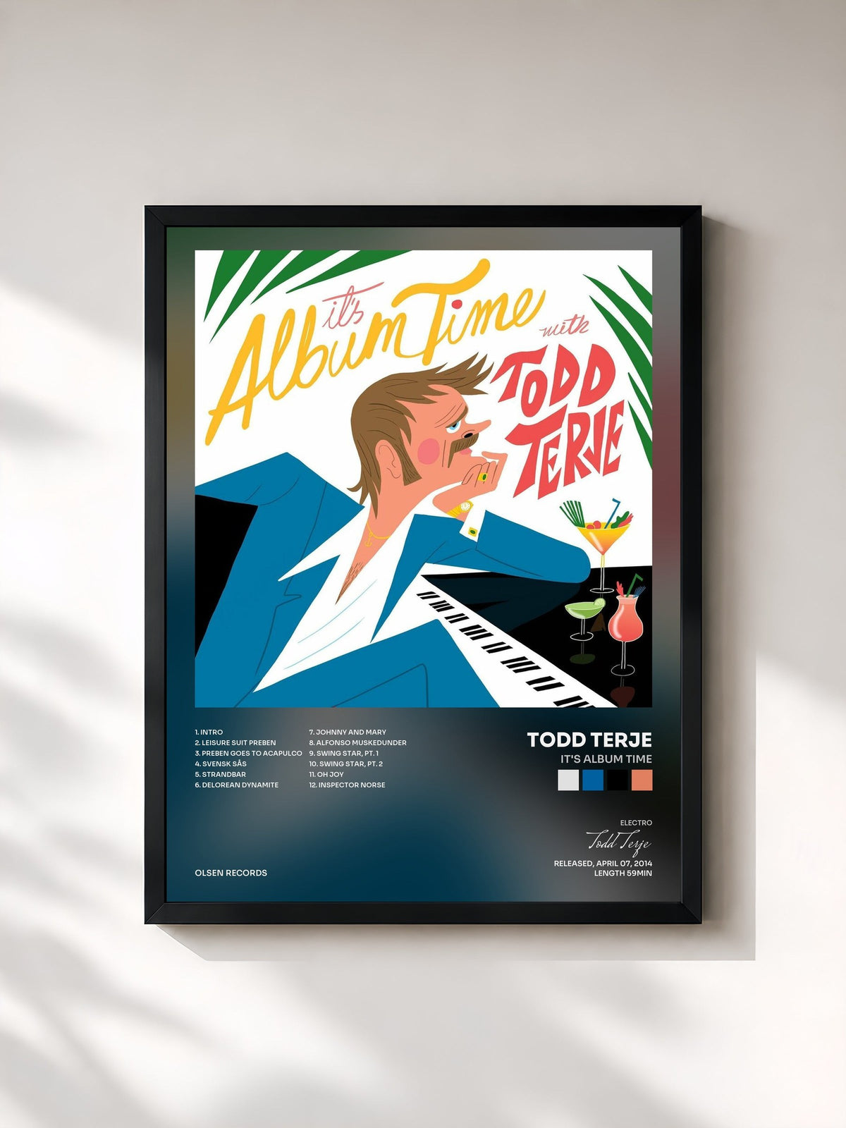#noir Tableau de l'album It's Album Time de Todd Terje, cadre noir, imprimé et encadré en France