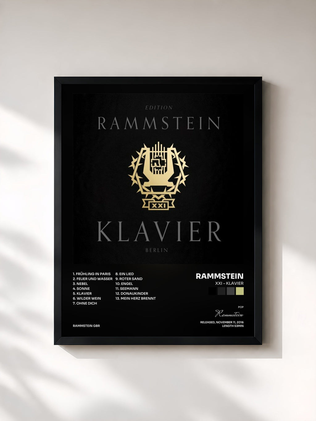 #noir XXI - Klavier von Rammstein als gerahmter Kunstdruck, schwarzer Rahmen, gedruckt und gerahmt in Frankreich