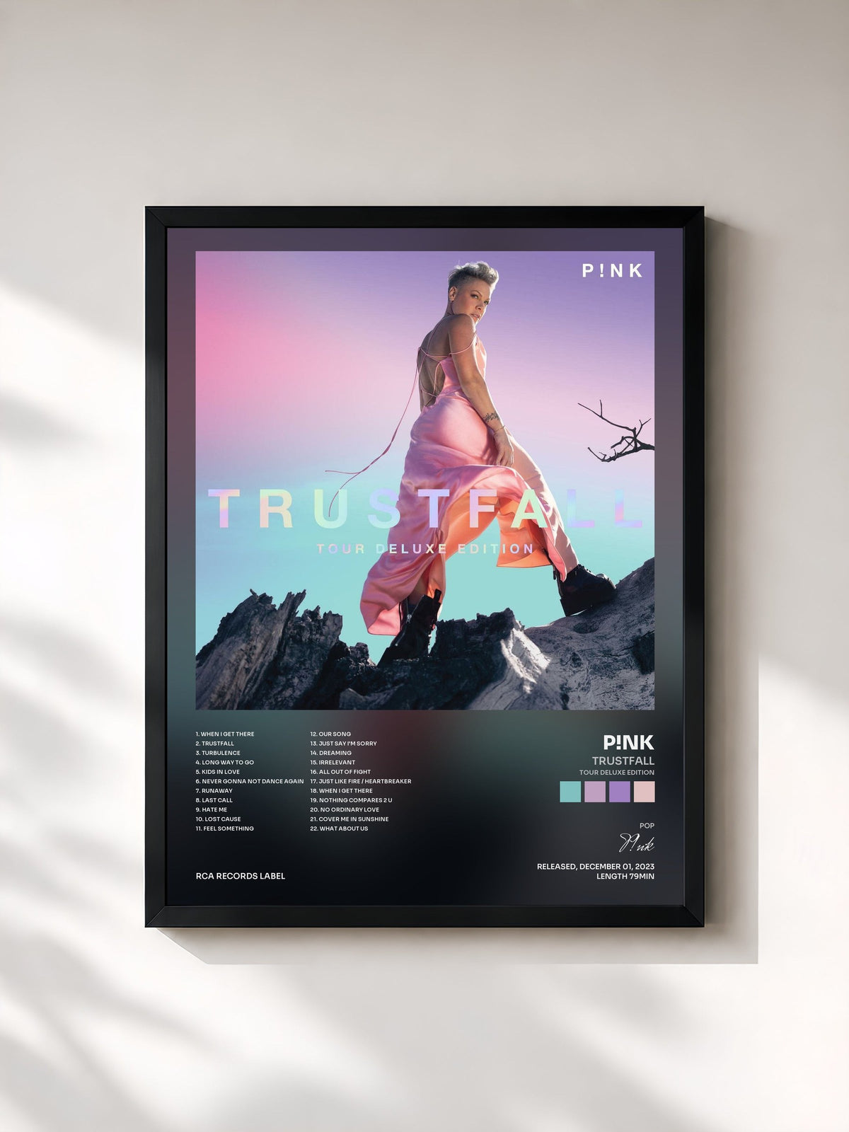 #noir TRUSTFALL (Tour Deluxe Edition) de P!nk en lámina enmarcada, marco negro, impresa y enmarcada en Francia