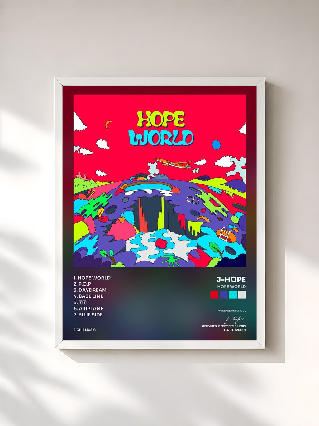 #blanc Hope World di j-hope in stampa incorniciata, cornice bianca, stampata e incorniciata in Francia
