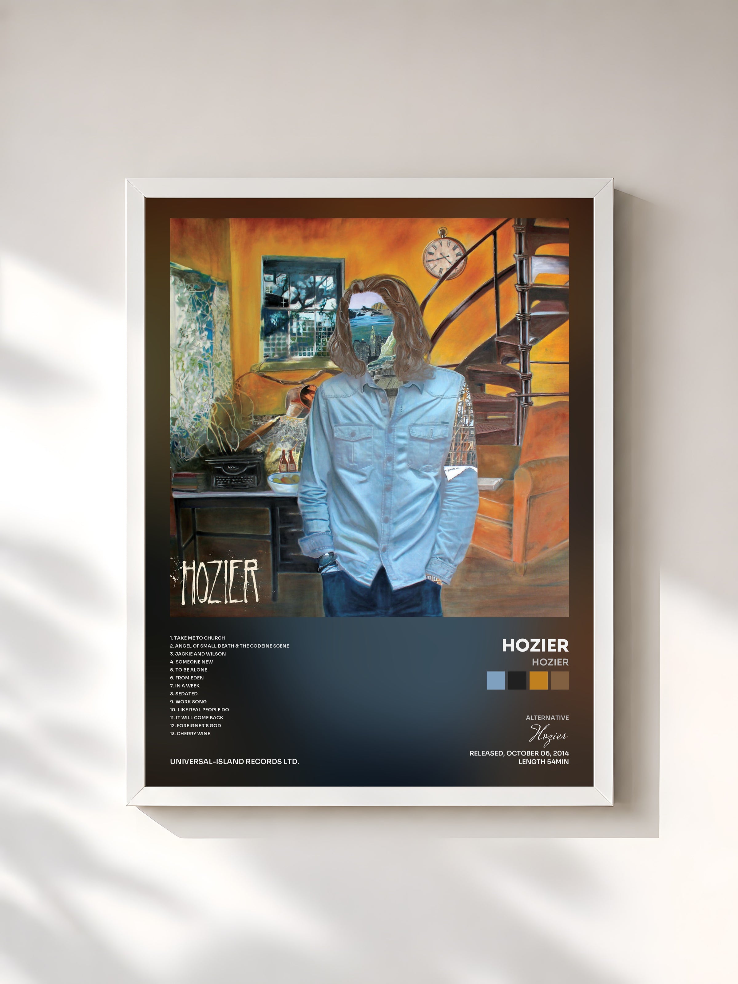 #blanc Hozier by Hozier as a framed art print, white frame, printed and framed in France