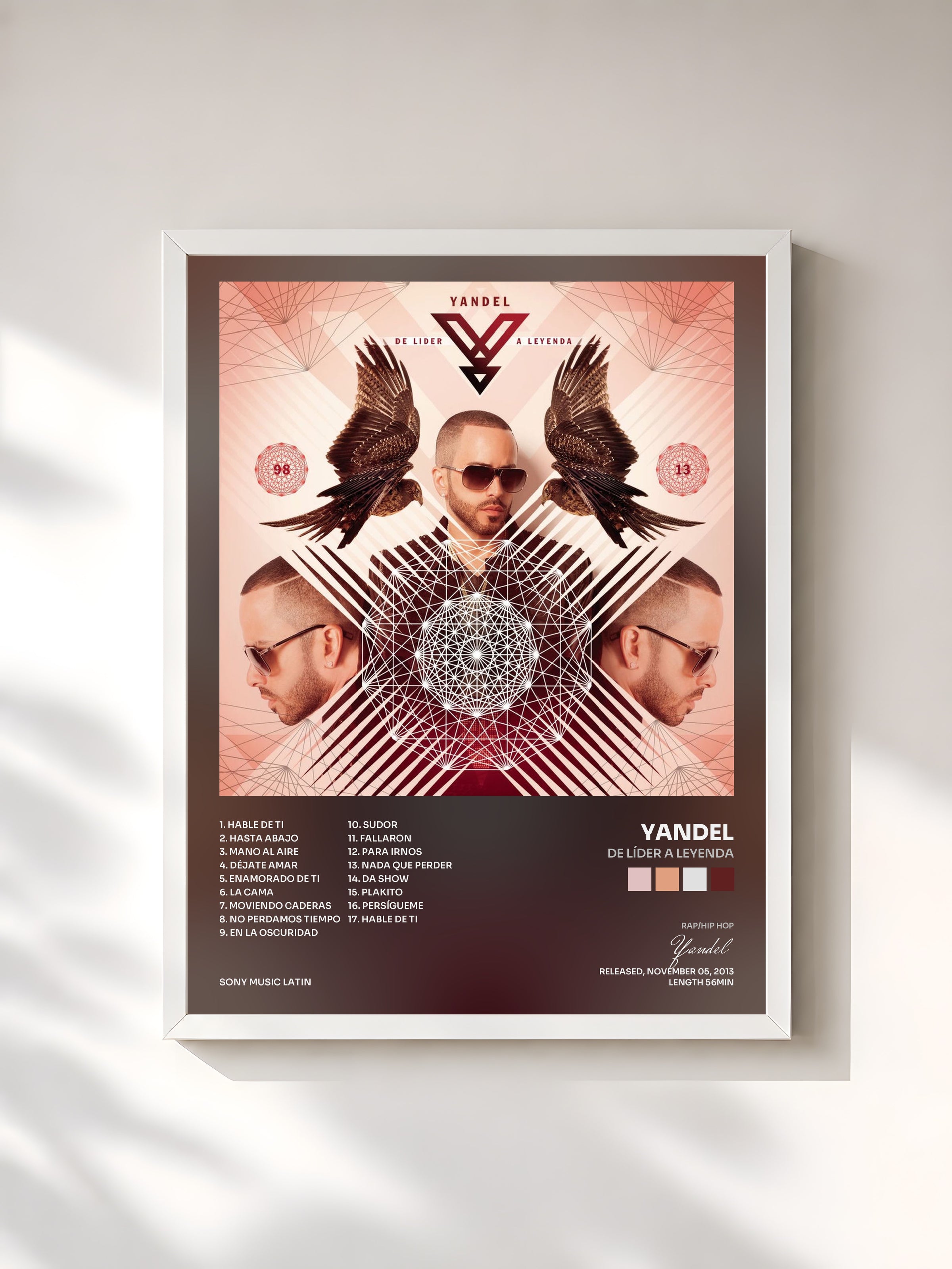 #blanc De Líder a Leyenda by Yandel as a framed art print, white frame, printed and framed in France