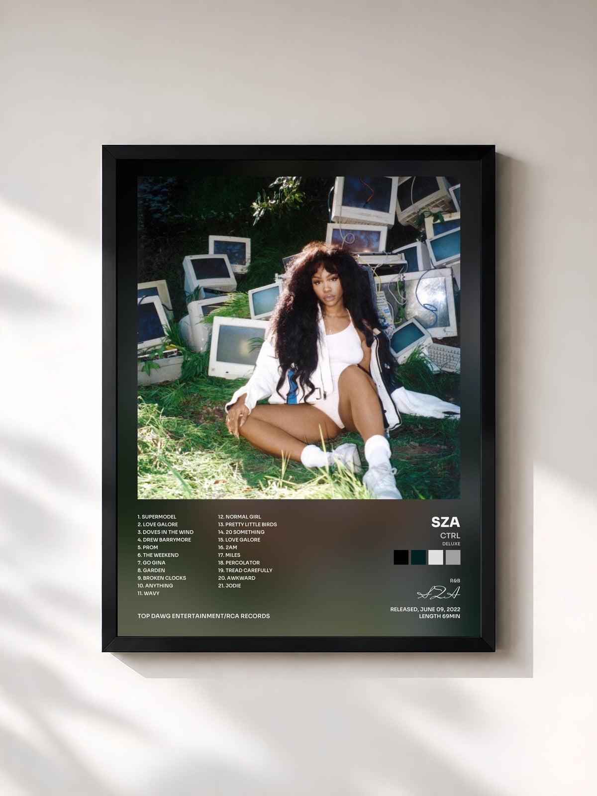 #noir Tableau de l'album Ctrl (Deluxe) de SZA, cadre noir, imprimé et encadré en France