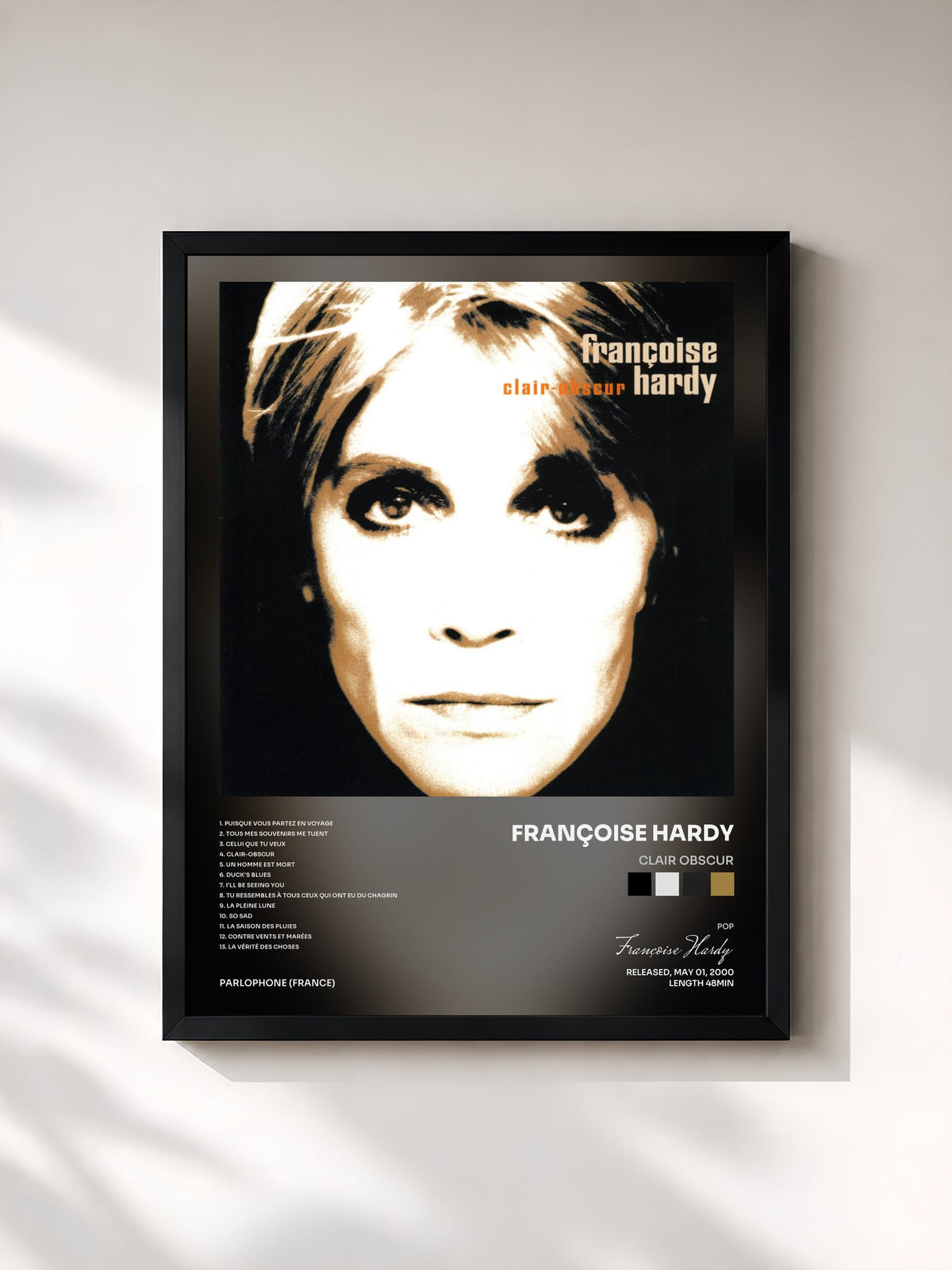 #noir Clair Obscur von Françoise Hardy als gerahmter Kunstdruck, schwarzer Rahmen, gedruckt und gerahmt in Frankreich