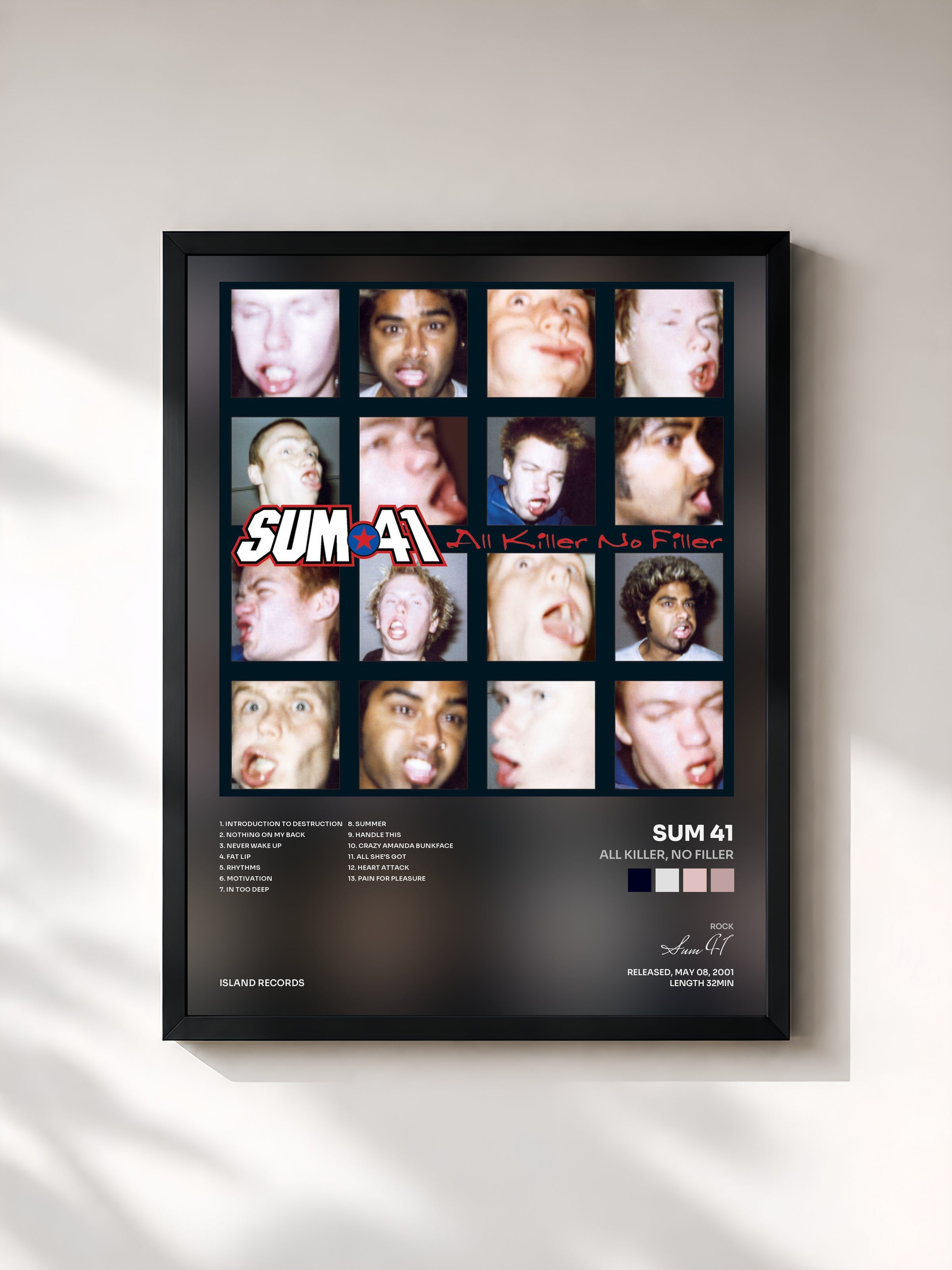 #noir All Killer, No Filler by Sum 41 as a framed art print, black frame, printed and framed in France