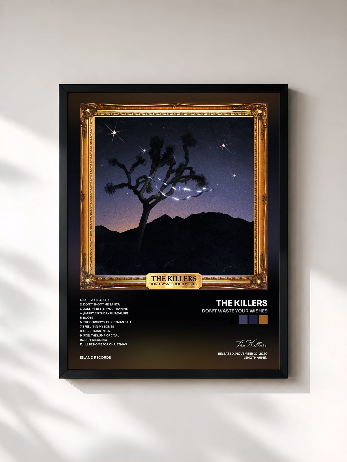 #noir Tableau de l'album Don't Waste Your Wishes de The Killers, cadre noir, imprimé et encadré en France