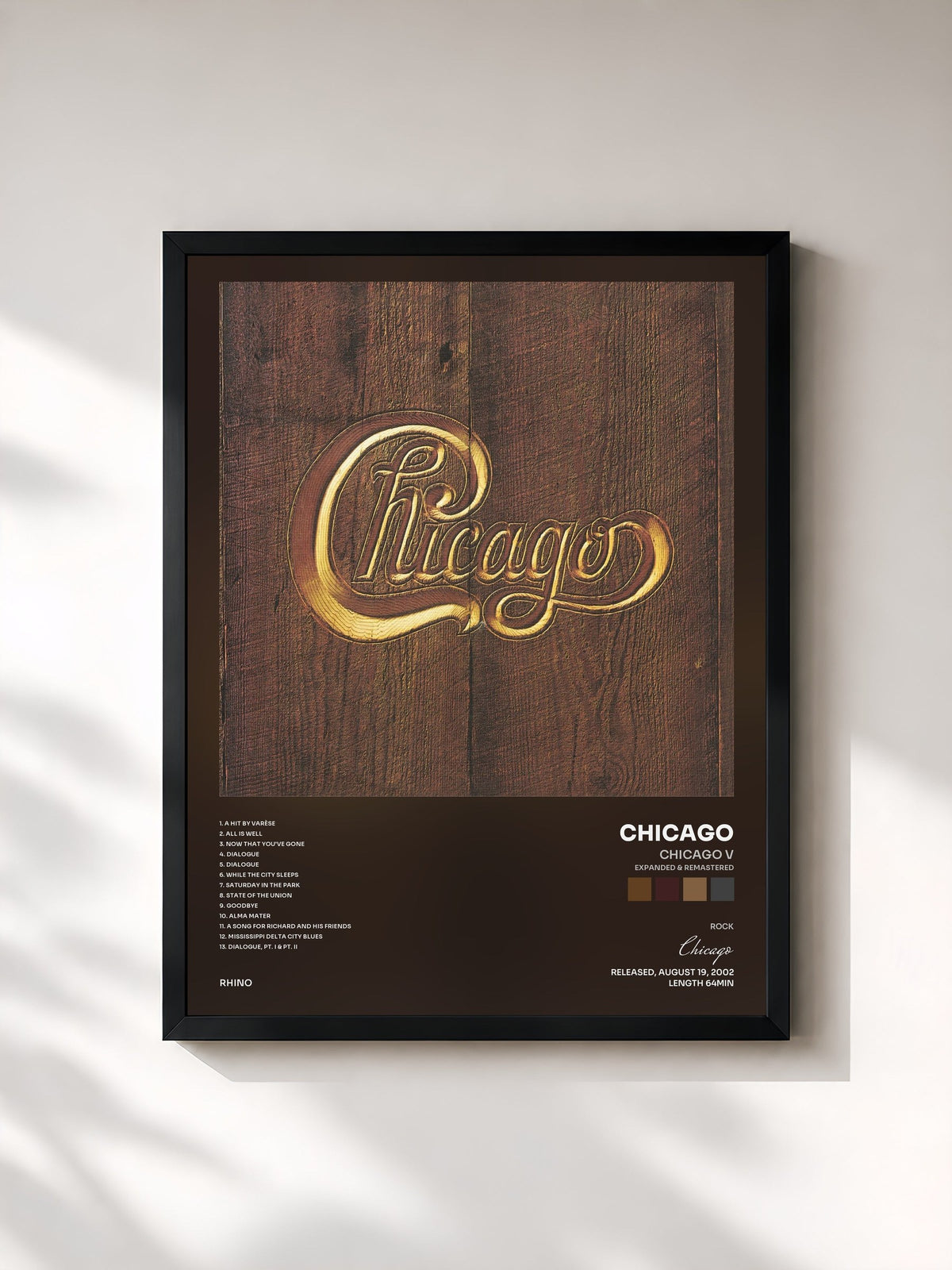 #noir Chicago V (Expanded & Remastered) de Chicago en lámina enmarcada, marco negro, impresa y enmarcada en Francia