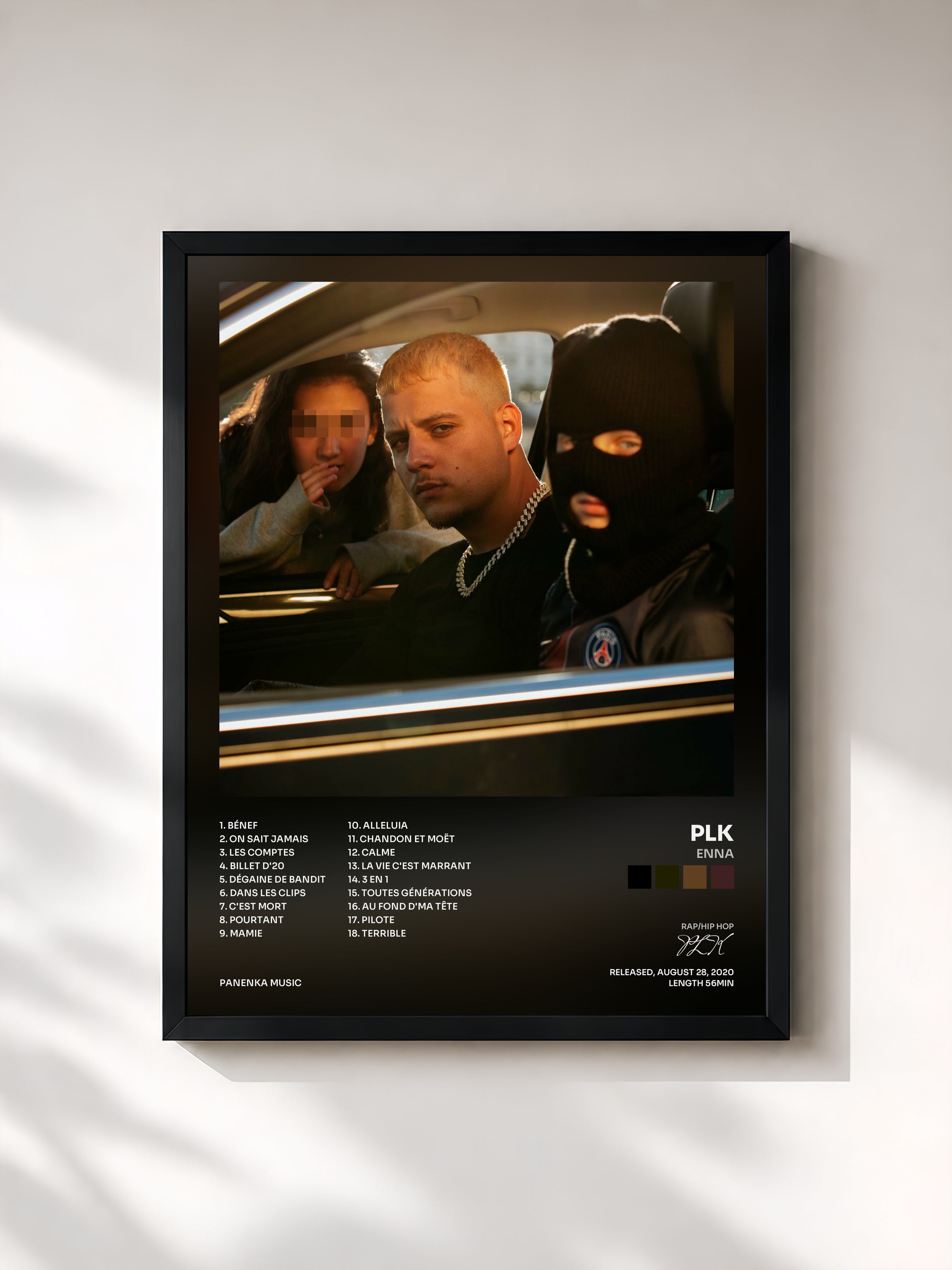 #noir Tableau de l'album Enna de PLK, cadre noir, imprimé et encadré en France