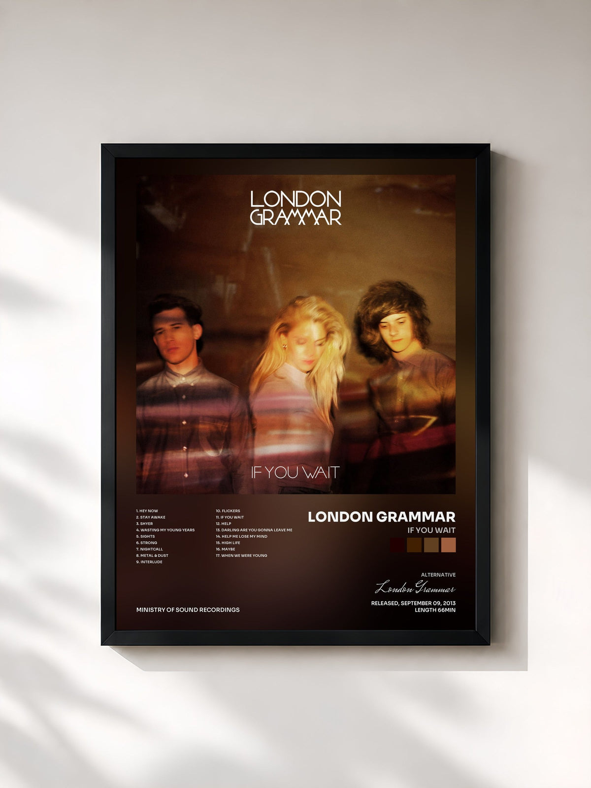 #noir If You Wait by London Grammar as a framed art print, black frame, printed and framed in France